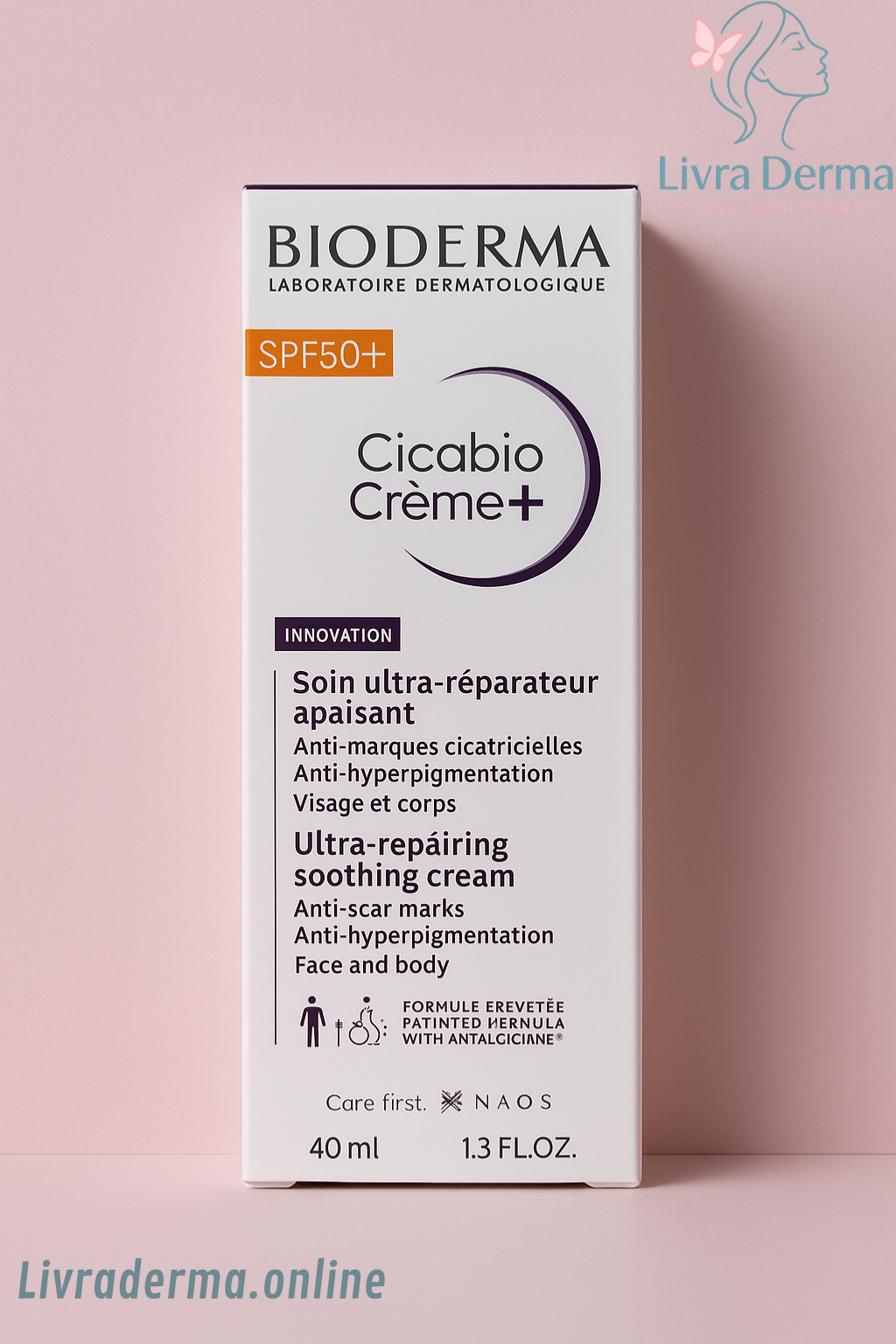 Bioderma Cicabio Crème+ SPF50+ – Soin Réparateur Anti-Marques
